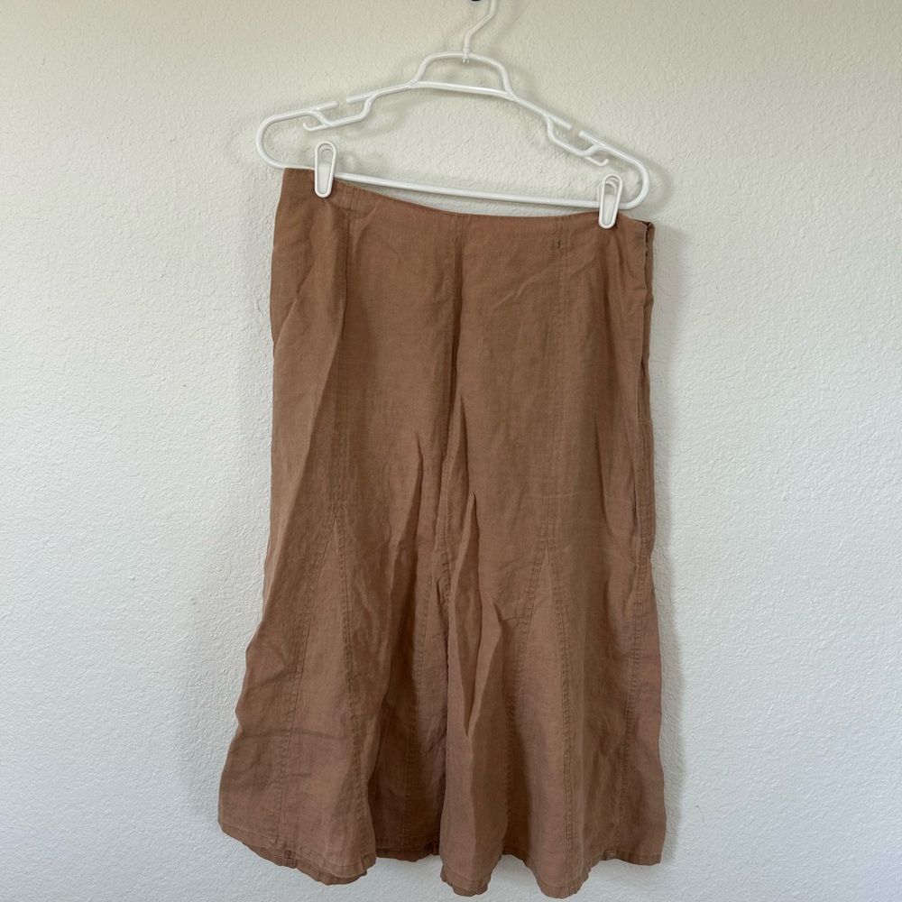 Kim Rogers A-Line Linen Skirt in Brown